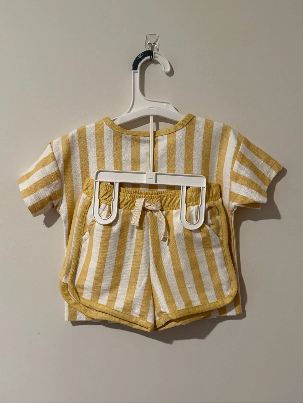 Carter's Yellow & White Vertical Stripe Short Sleeve Shirt & Shorts